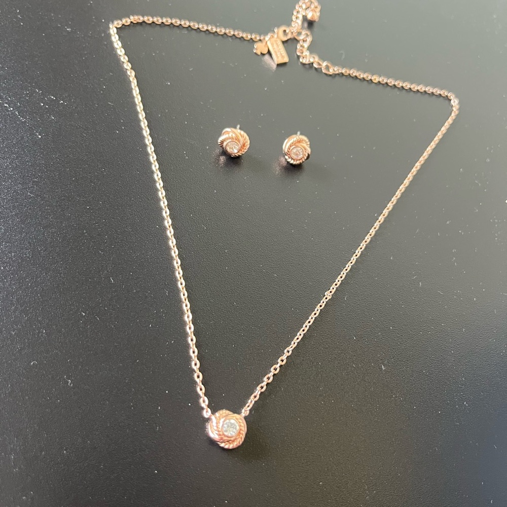 Kate Spade Rose Gold Necklace and Earring Set